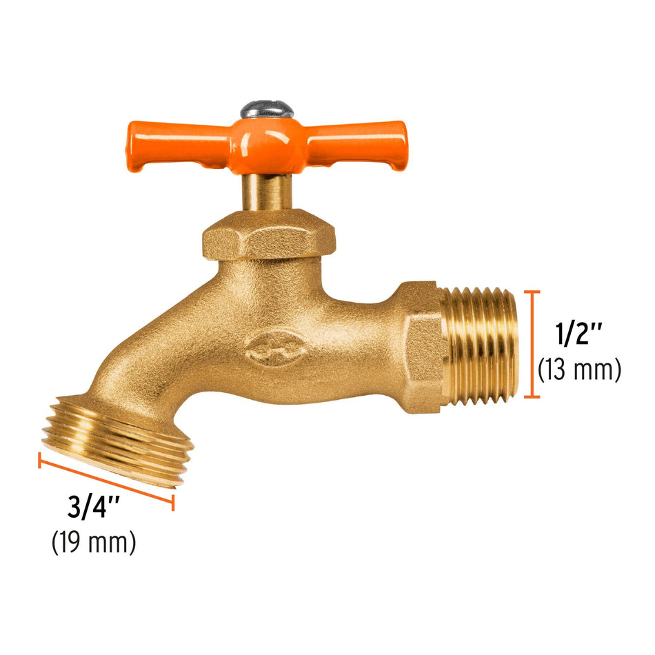 Truper Hose Tap - Unpolished Brass Standard type 15mm