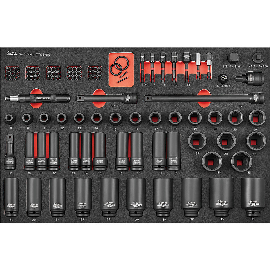 Teng 103pc 1/2in Square Drive Impact Socket Set