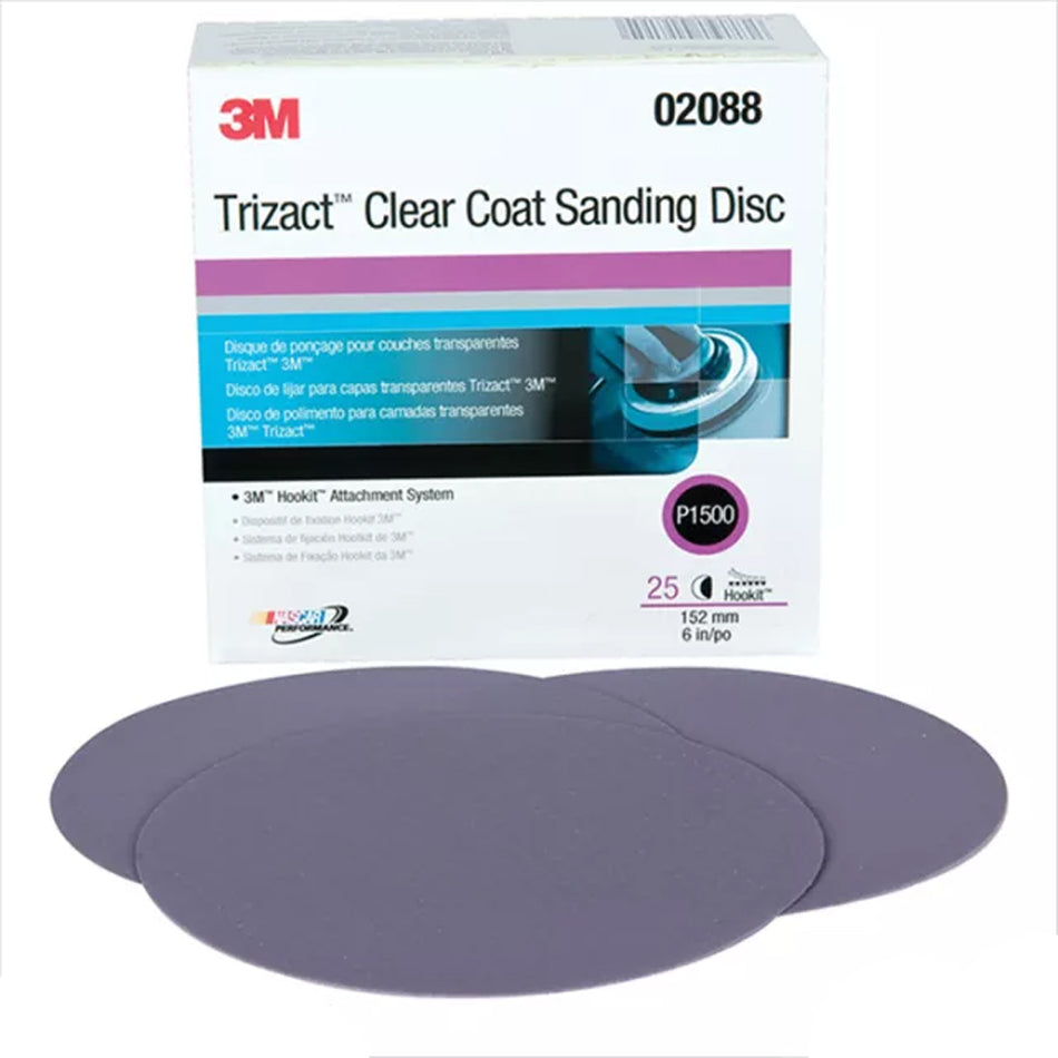 3m 2088 Trizact Hookit Grey Foam Disc 1500 Grit 150mm 25pk