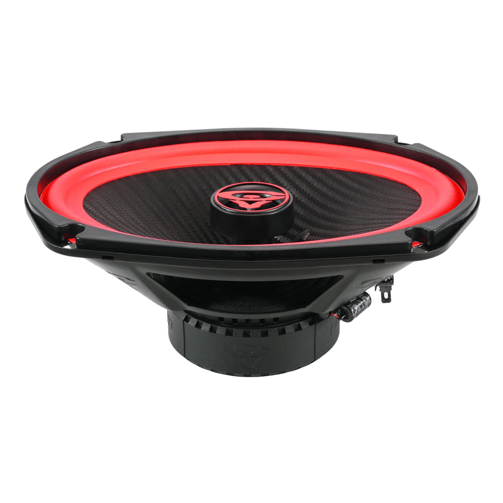 V69 speaker showing hybrid carbon fibre polypropylene cone and silk dome tweeter