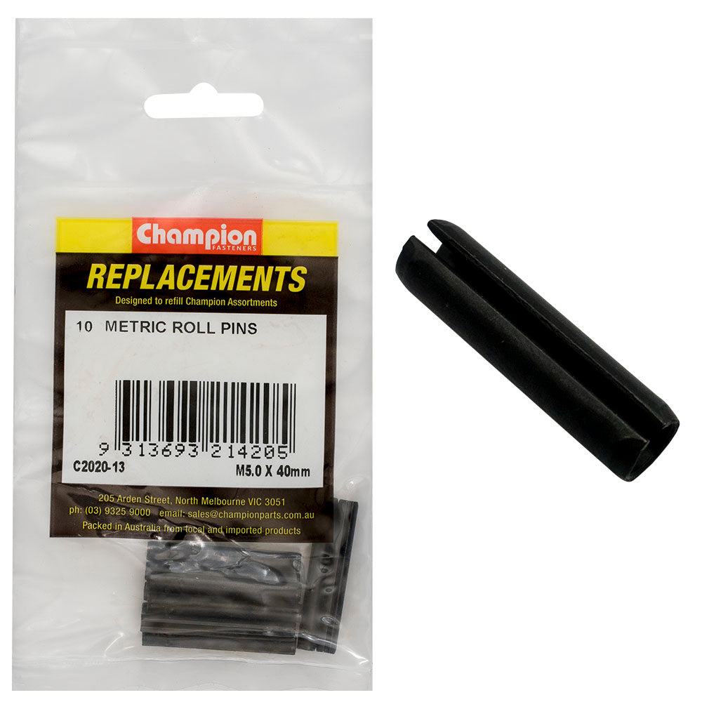 Champion 5.0 x 40mm Metric Roll Pin -10pk | ISL
