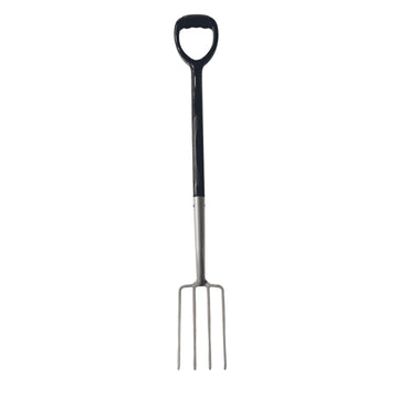Viking polished steel digging fork with composite TPR grip handle