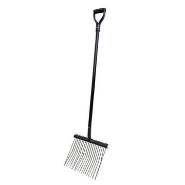 Viking Trade 18 tyne steel manure rake with hollow core fibreglass D handle