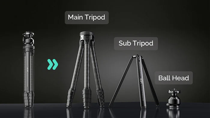Heipi Vision 3-In-1 Carbon Fiber Travel Tripod 44.5cm / 1.35kg | Formula