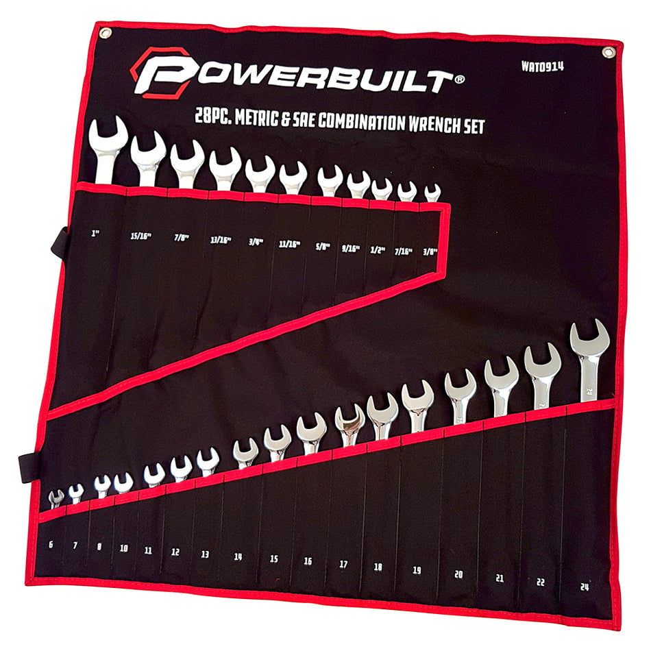 28pc Combination Ring and Open-End Spanner Set – mirror polished