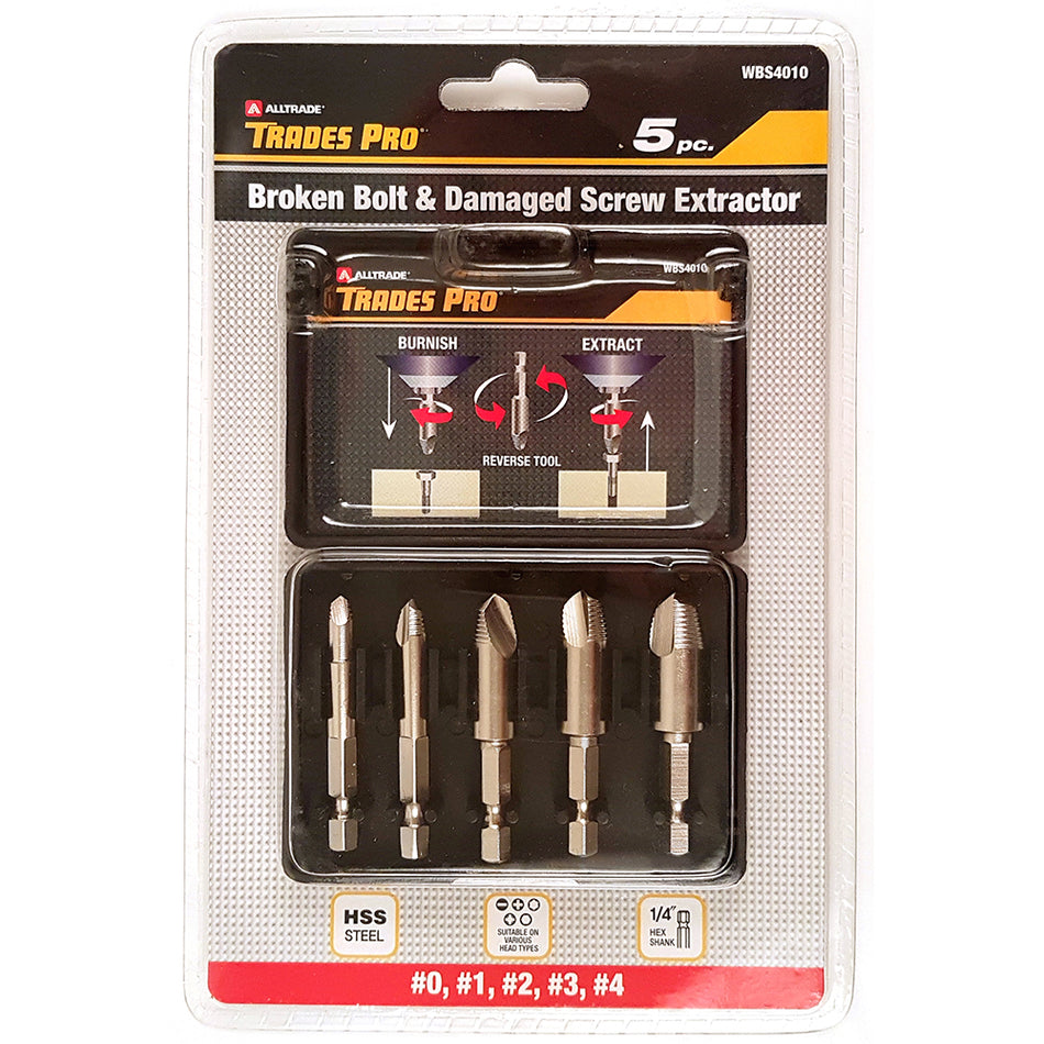 5pc Bolt Remover & Damaged Screw Extractor