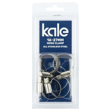 Kale WD12 stainless worm drive hose clamp, 16–27mm capacity, pack of 4