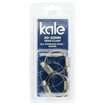Kale WD12 stainless worm drive hose clamp, 20–32mm capacity, pack of four