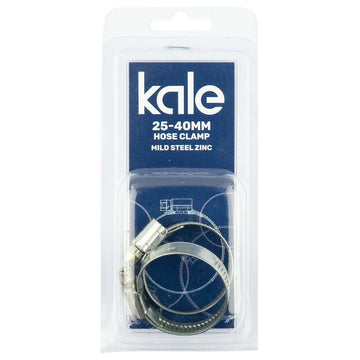 Kale WD12 worm drive hose clamp 25–40 mm, pack of two, zinc-plated mild steel