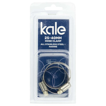 Kale WD12 stainless worm drive hose clamp, 25–40mm capacity, pack of two