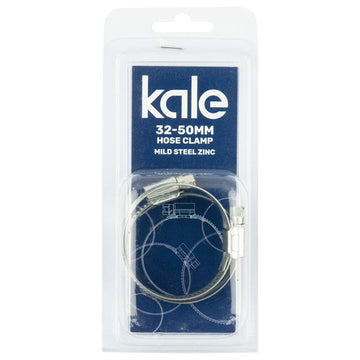 Kale WD12 32–50 mm worm drive hose clamp, zinc-plated mild steel, pack of 2