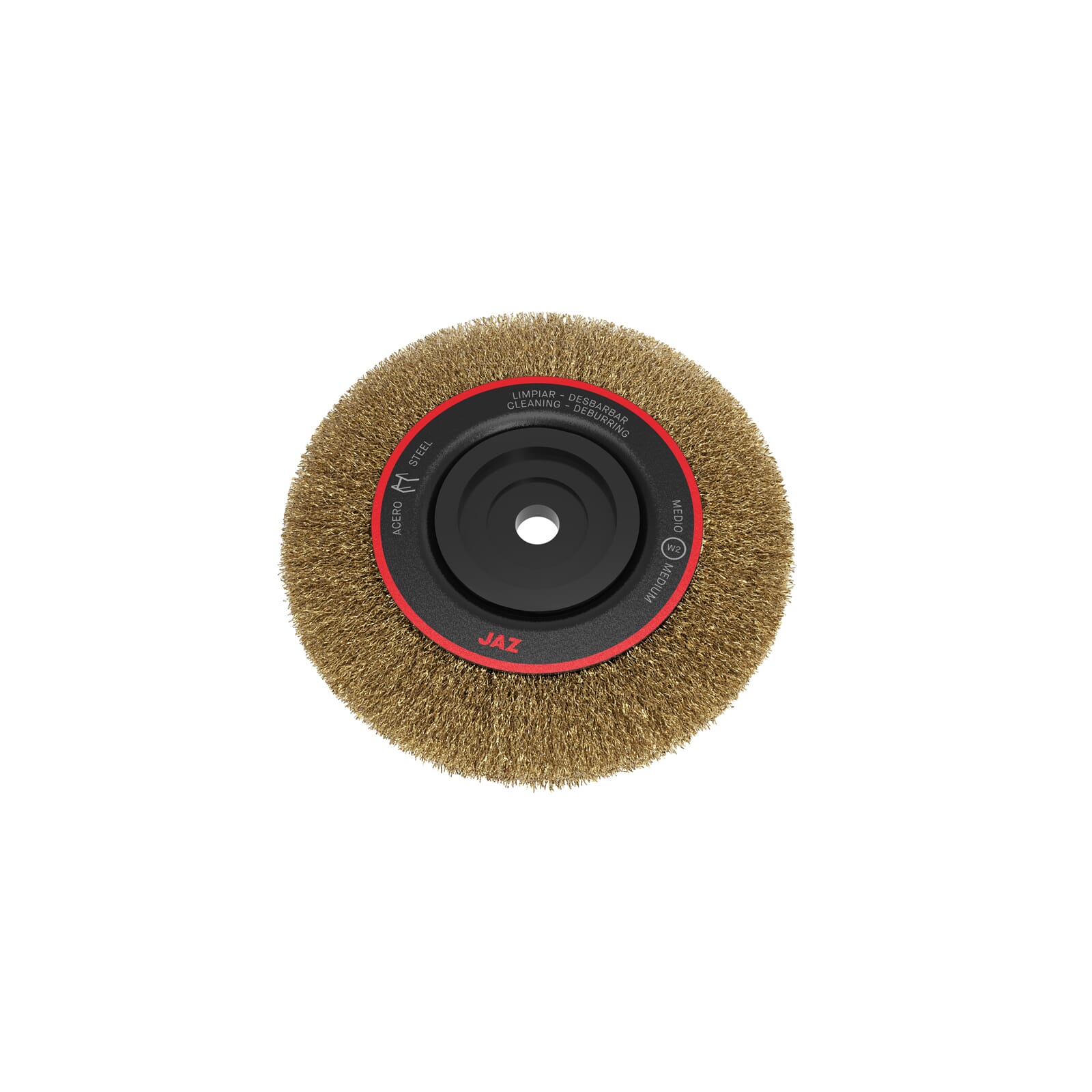 Jaz Wire Wheel Wide Face Crimped 250mm x 22mm x 0.3mm 4/Row - Multi Fit Bore - Coated Steel (WHEW-2504) | Hobeca