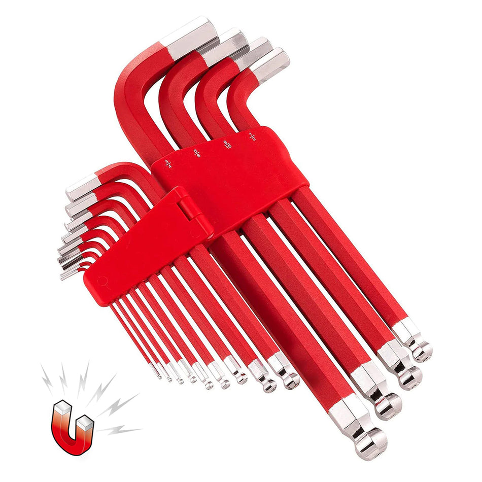 Powerbuilt 13pc Jumbo Long Magnetic Imperial Hex Key Wrench Set