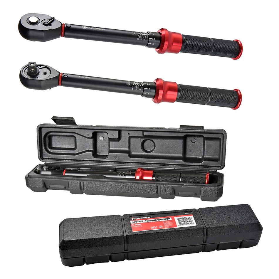 Powerbuilt Torque Wrench, 3/8" Dr, 5-60Nm, Black Series
