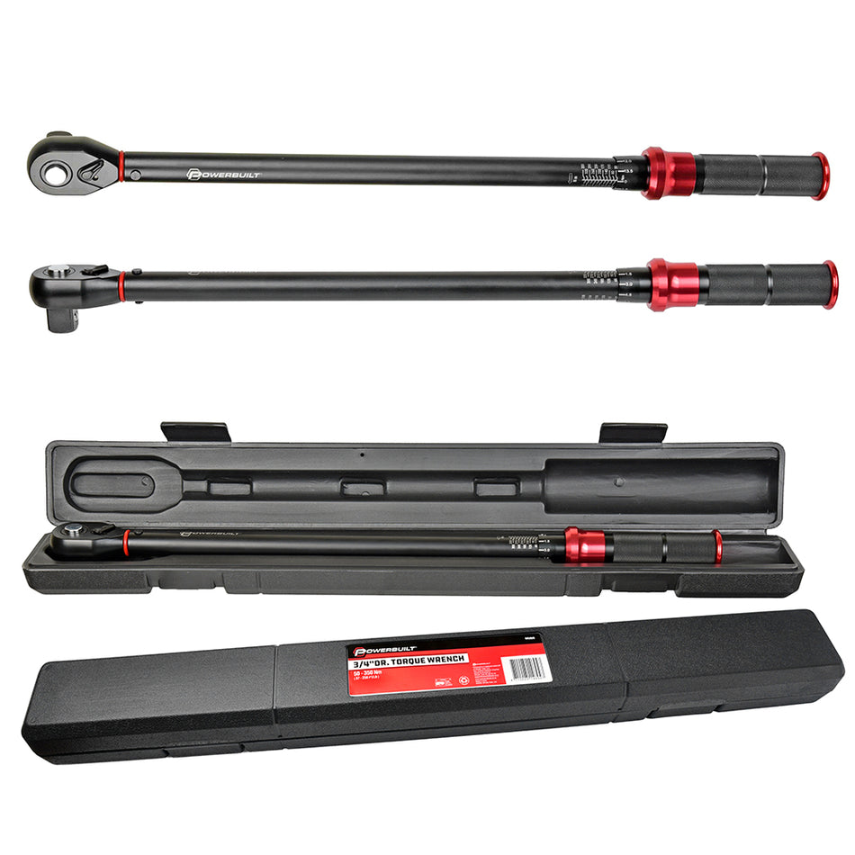 Powerbuilt Torque Wrench, 3/4" Dr, 50-350Nm, Black Series