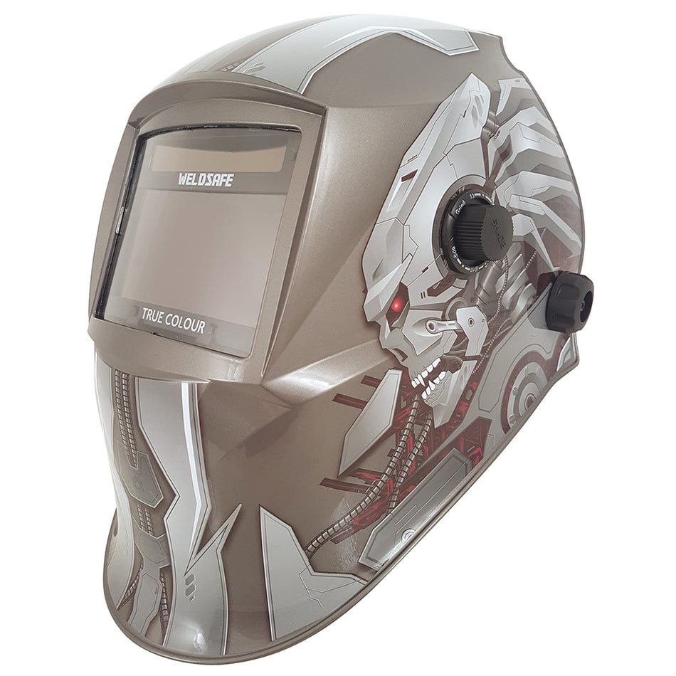 Platinum Silver Robot Welding Helmet