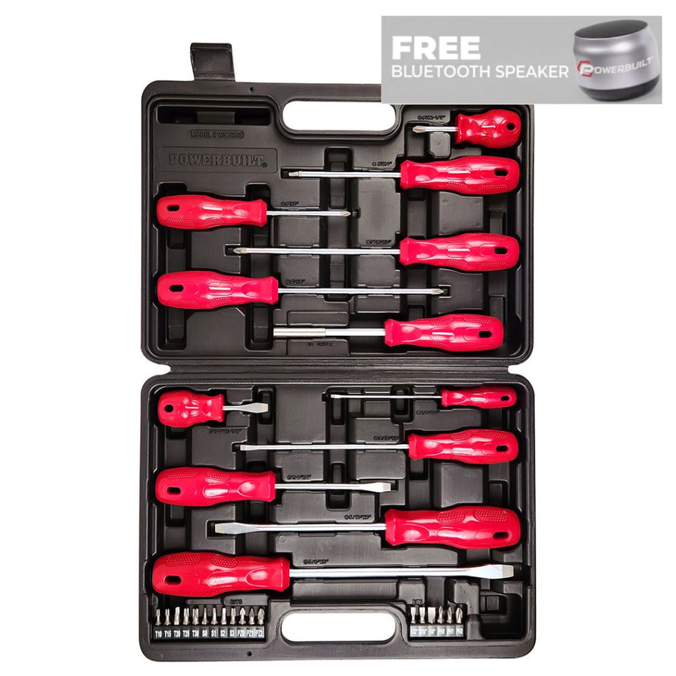 Powerbuilt 31pc Screwdriver Set - Free Bluetooth Speaker!*