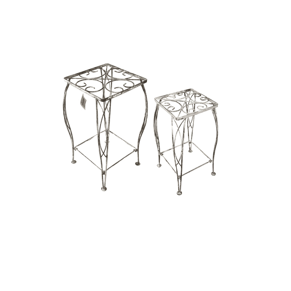 Omni Metal Side Tables - White (Set of 2, one large and one small)
