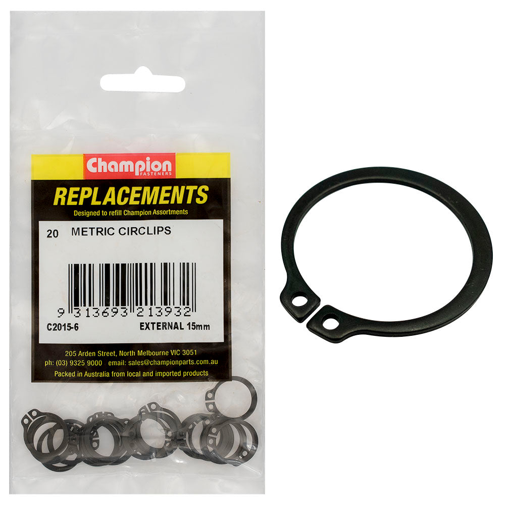 Champion 15mm External Circlip -20pk | ISL