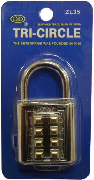 Tri-Circle Push Button Combination Padlock - #ZL35 35mm