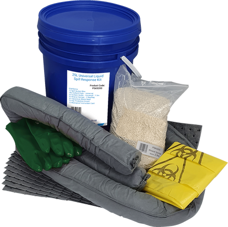 Esko Universal Spill Kit 25L blue bucket with contents