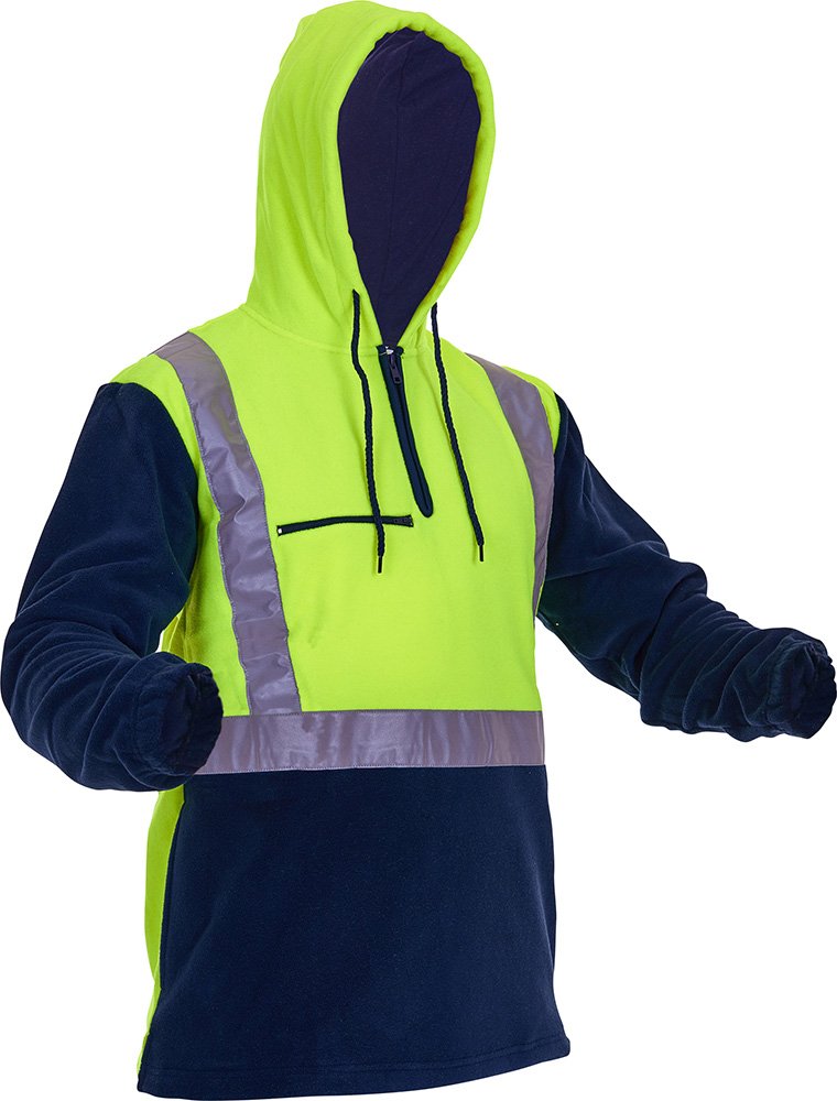 Hi-Vis D/N Polar Fleece 1/2 Zip Hoodie - Size L