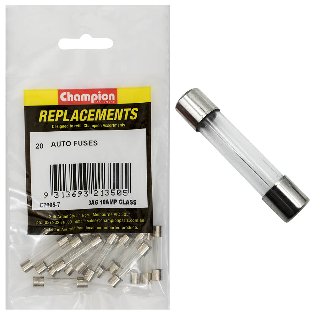 Champion 3Ag 10Amp Glass Fuse -20pk | ISL