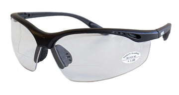 Bi-focal magnifying safety glasses with silicon nose bridge and temple pads