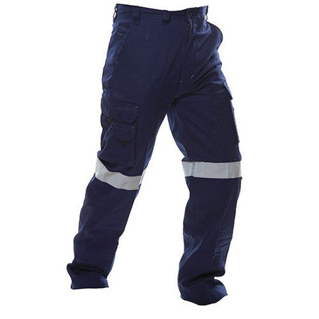 Clearance - Esko Cargo Trousers, Reflective, 280gsm, Navy -Size 127R