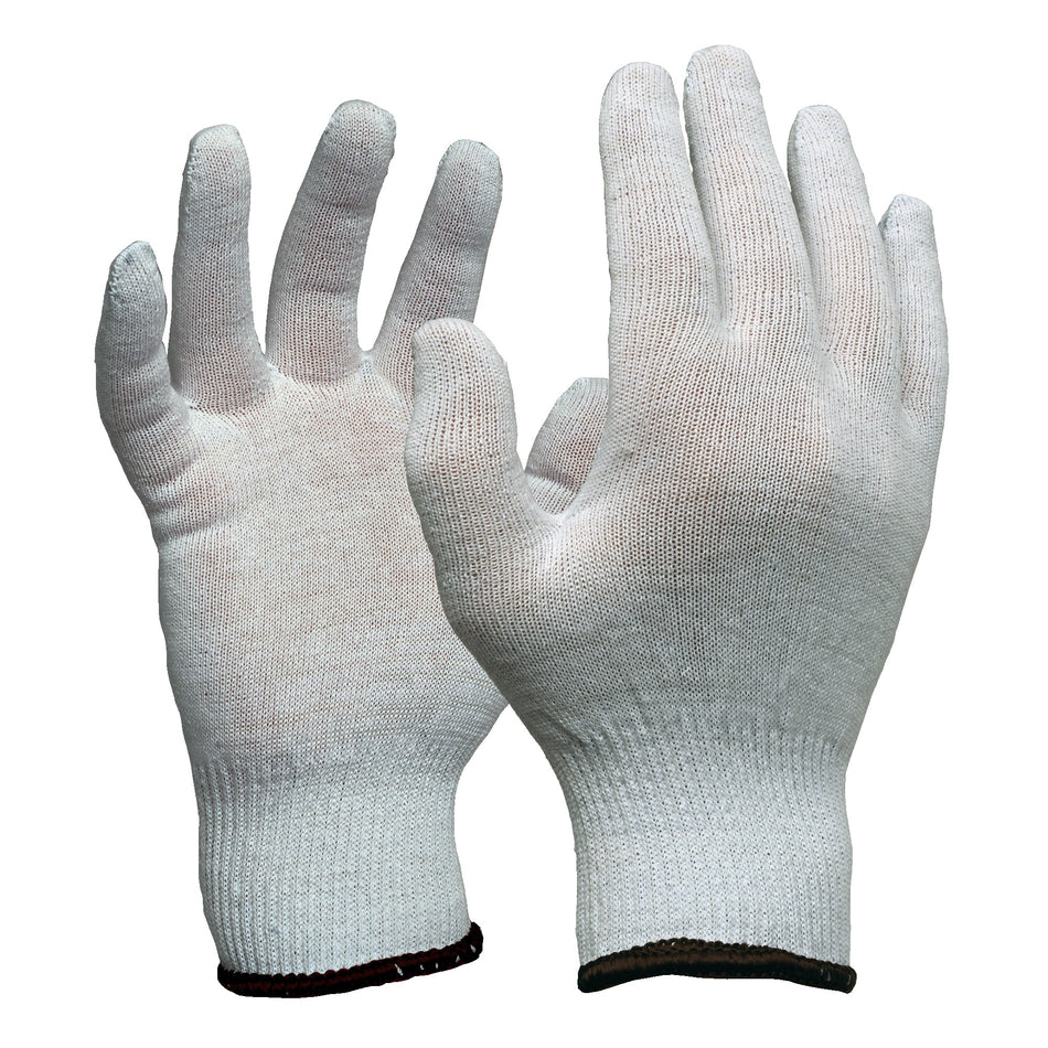 ESKO Knitted 100% Cotton white glove, Green cuff . Size  8(M)