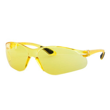Grit amber safety glasses with wraparound lens design