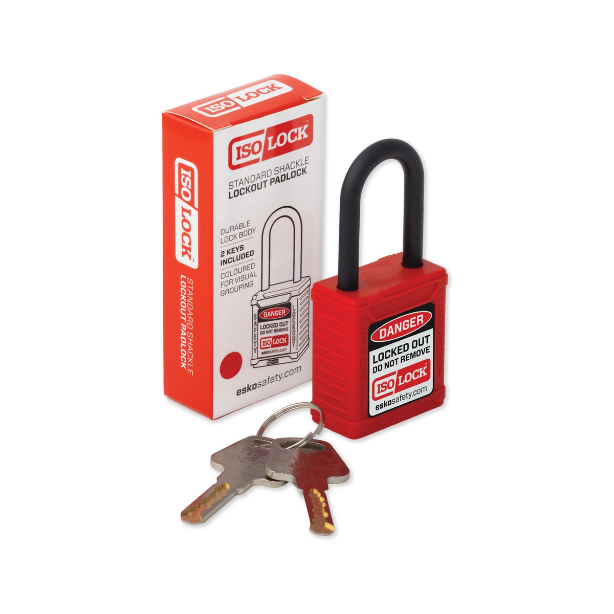 ISOLOCK lockout padlock with zinc plated steel shackle and non-conductive nylon body