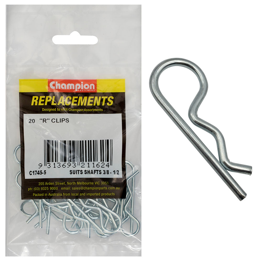Champion R-Clip To Suit 3/8in To 1/2in Shaft Dia. -20pk | ISL