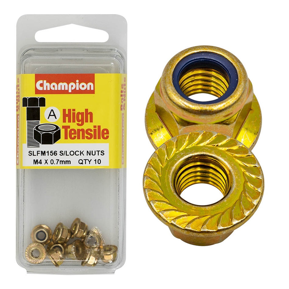 Champion Hex Flange Self-Locking Nuts Nylon Insert M4x0.7mm