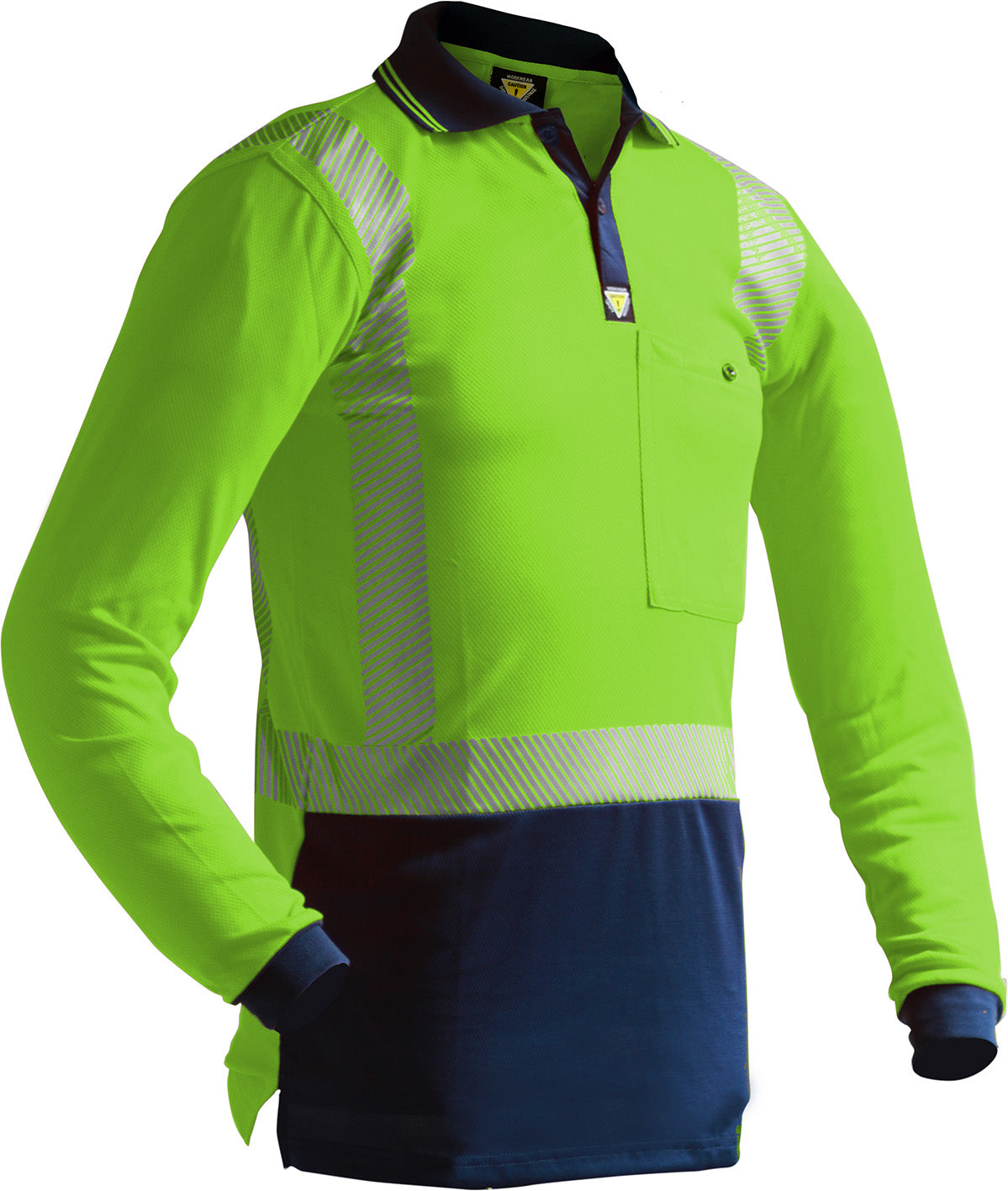 Esko D/N L/S Segmented Tape Microfibre Polo - Yellow/Navy