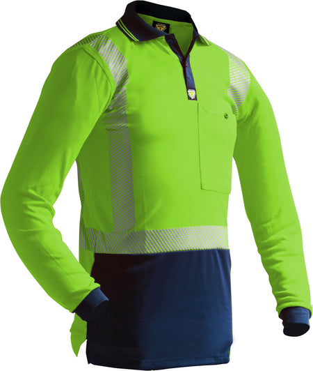 Esko D/N L/S Segmented Tape Microfibre Polo - Yellow/Navy