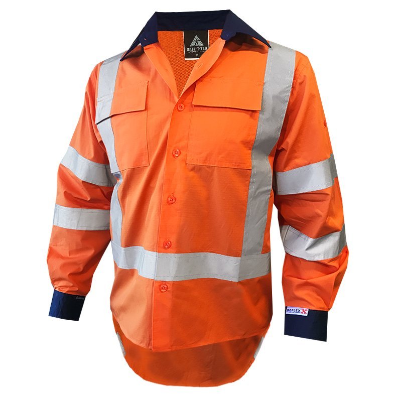 X-Back Rip Stop 155gsm Cotton LS Shirt, TTMC-W, O/Navy-2XL | Esko