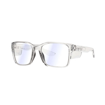 PIHA clear safety specs with blue-blocker lens and side shields