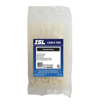 ISL 160 x 4.8mm natural nylon cable tie, pack of 100