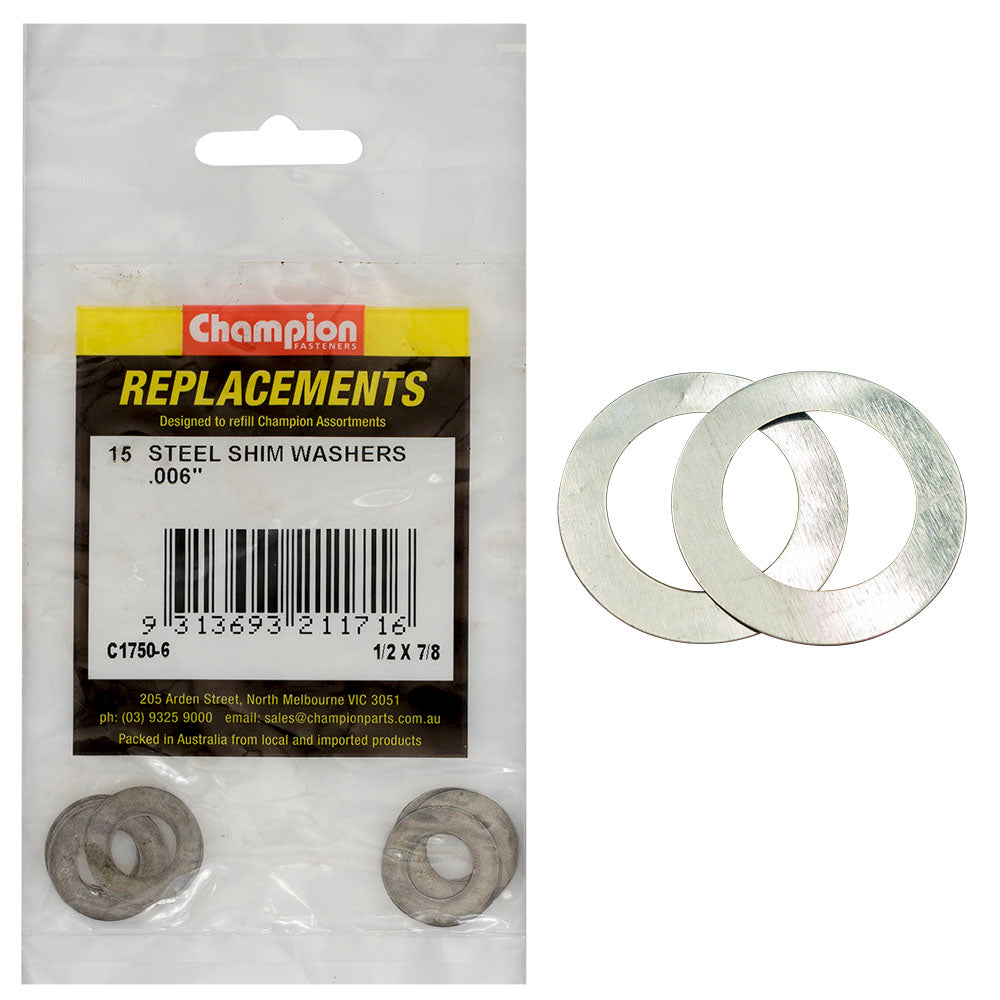 Champion 1/2in x 7/8in x .006in Shim Washer -15pk | ISL
