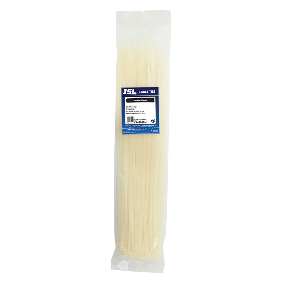 ISL 430 x 4.8mm Nylon Cable Tie - Nat. - 100pk