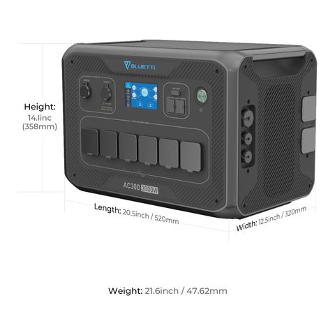 Bluetti Ac300 + B300 Expandable Home & Portable Power Station | 3000w (6000w Surge) 3072wh | Formula