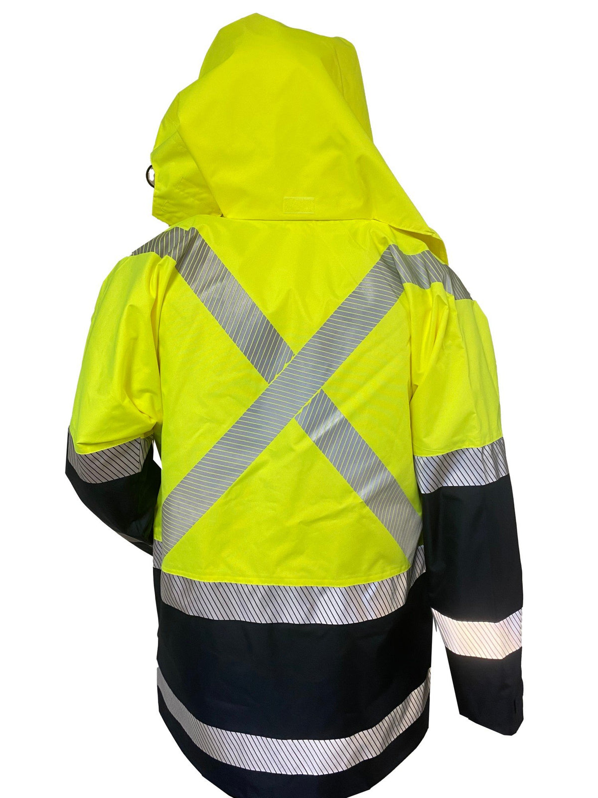 Clearance - D/N Jacket, PU, X-Back, Hood, Yellow/Navy, Size 3XL | Esko
