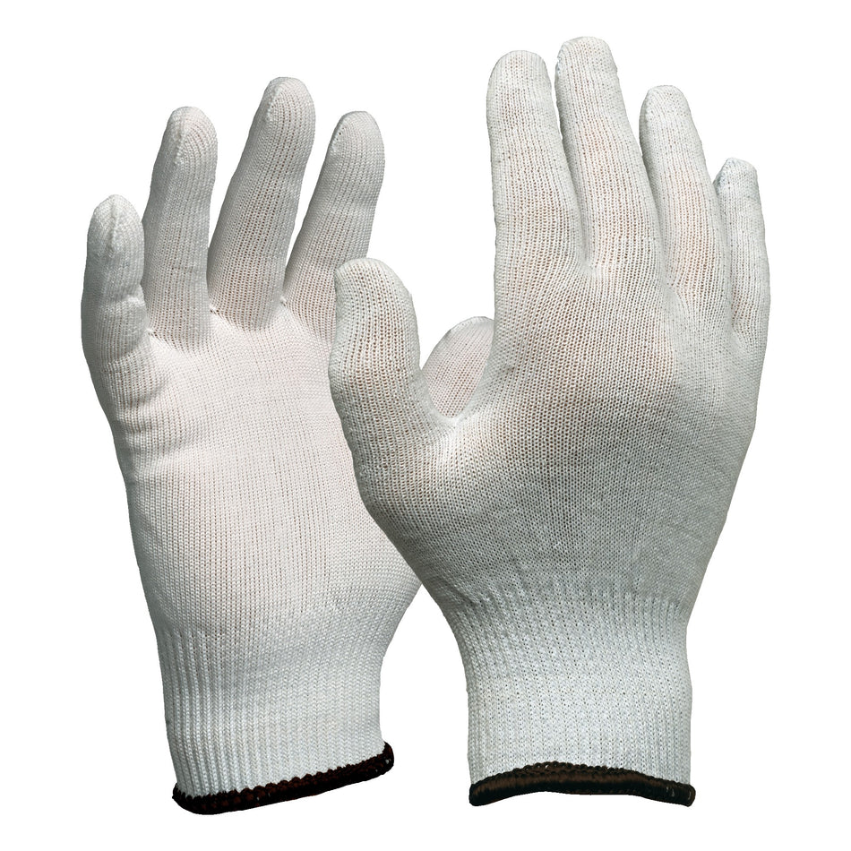ESKO Knitted 100% Nylon white glove, Green cuff . Size  8(M)