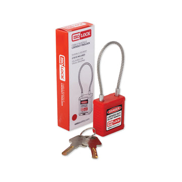 IsoLock lockout padlock with 150mm wire cable and keyed alike system