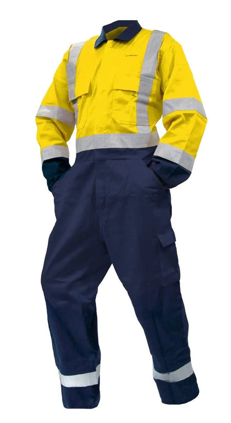 Esko Overall LS, 300gsm Cotton, Yellow/Navy DN -Size 12