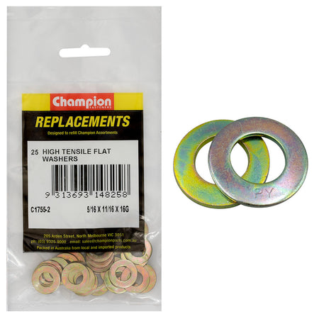 Champion 5/16 x 11/16in x 16G Ht Flat Steel Washer (Zn)-25pk | ISL