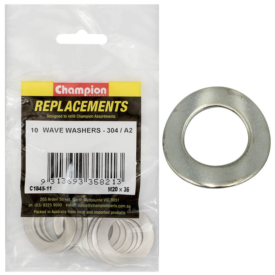 Washer Wave Stainless Steel M20 x 36mm 304/A2 10pk