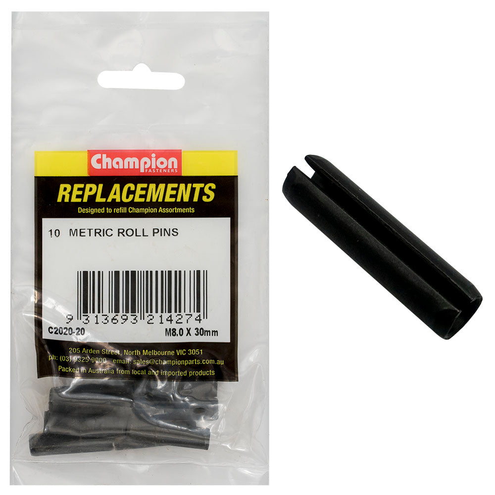 Champion 8.0 x 30mm Metric Roll Pin -10pk | ISL