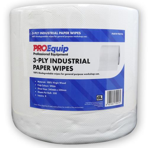ProEquip 3-Ply Industrial Paper Wipes - 550 Sheets | ISL